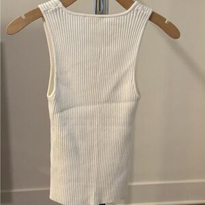 Ribbed Crewneck Tank Top — White